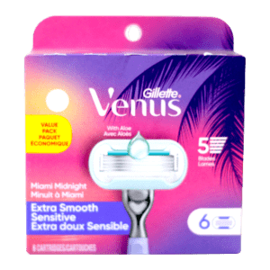GILLETTE VENUS EXTRA SMOOTH MIAMI MIDNIGHT WOMEN RAZOR BLADES  6's