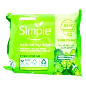 SIMPLE EXFOLIATING WIPES MAKE-UP REMOVERS 20'S