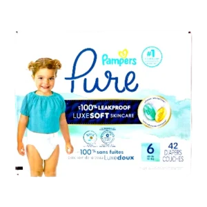 PAMPERS PURE BABY DIAPERS SIZE 6 (35+ LB) 42'S
