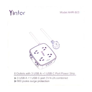 YINTAR PLUG POWER BAR 6FT 8 OUTLET + 4 USB